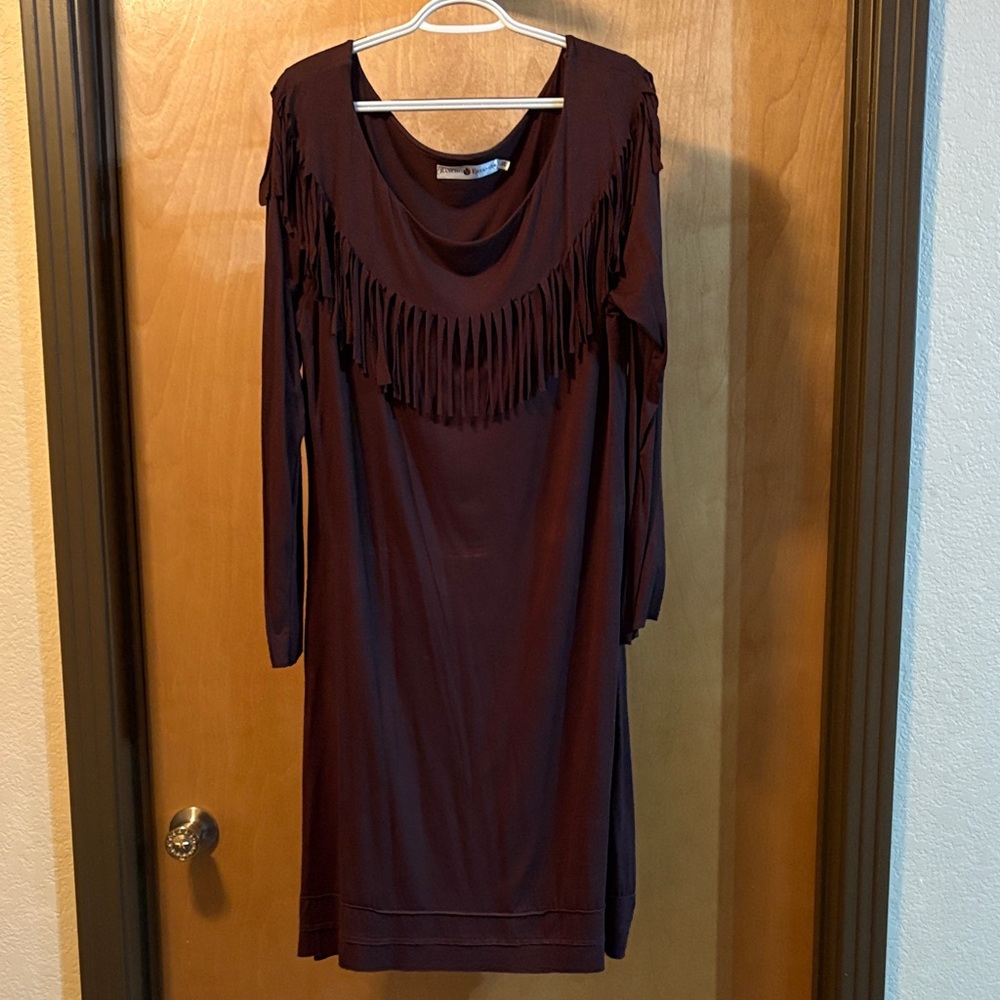 Rancho Estancia Long Sleeve Dress with Fringe; Size XXL